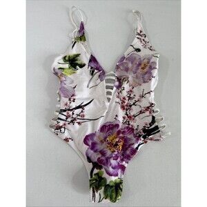 Hot‎ Kiss Swimsuit Womens Medium Multi Floral One Piece Swimming Beach Vacation